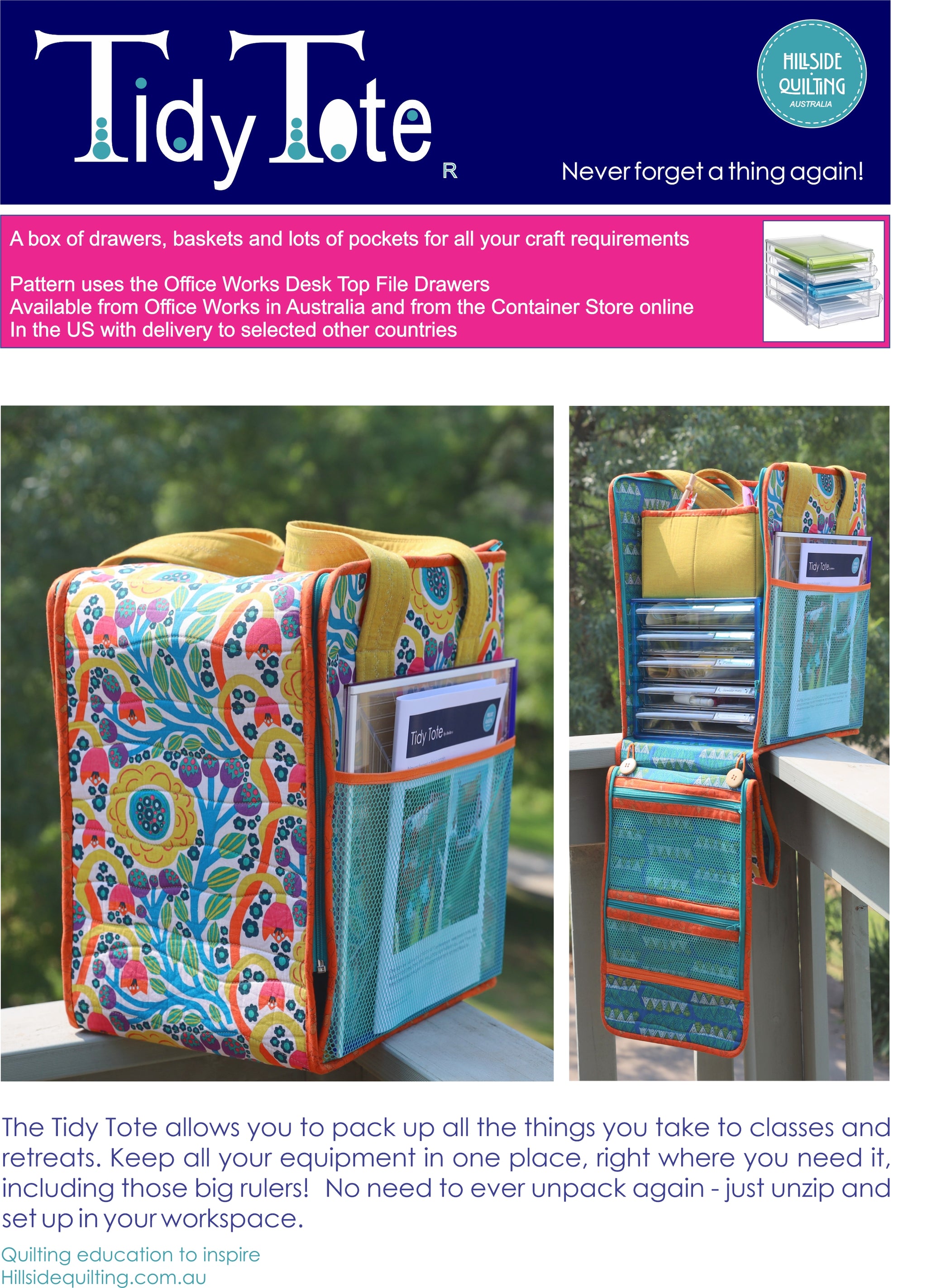 Hillside quilting tidy tote deals